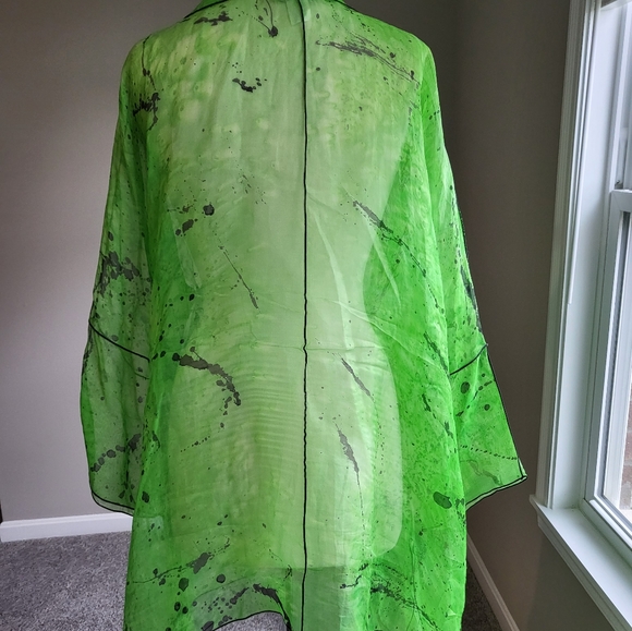 Paul Sisti Lime Green/Black with Black Piping Sheer Jacket/Topper (One Size) - Picture 8 of 16